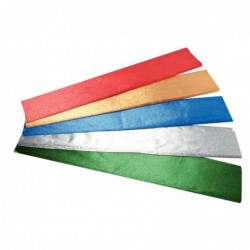 Paquet de 5 feuilles de crépon métallisé 2,5 x 0,5 m couleurs assorties