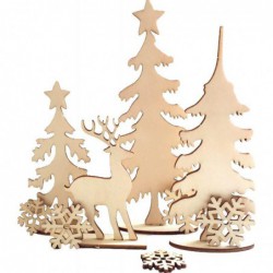 Planche décor forêt de Noël en bois à décorer