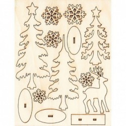 Planche décor forêt de Noël en bois à décorer