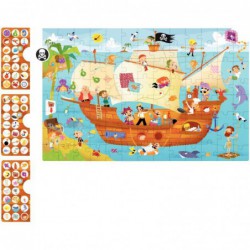 Puzzle d'observation en carton 104 pièces "Le bateau pirate"