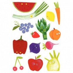Pochette de 87 maxi gommettes fruits et légumes adhésives repositionnables