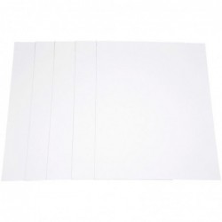 Paquet de 5 feuilles de carton épais 2 côtés blancs 50 x 65 cm 1005 g épaisseur 1,5 mm