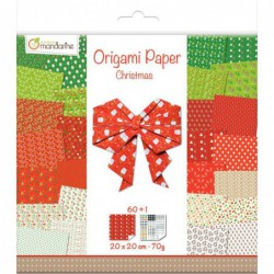 Pochette de 60 feuilles Origami Noël 20 x 20 cm