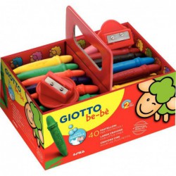 Boîte de 40 craies à la cire assortis GIOTTO be-bè + 2 taille-crayons