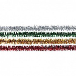 Sachet de 10 chenilles métallisées longueur 50 cm diamètre 9 mm couleurs assorties