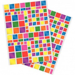 Pochette de 756 gommettes adhésives carrés métallisées couleurs assorties