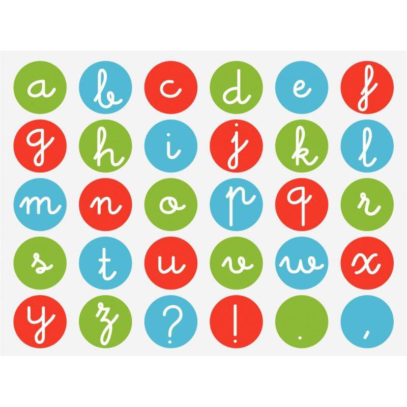 Rouleau de 900 gommettes adhésives repositionnables alphabet en minuscule