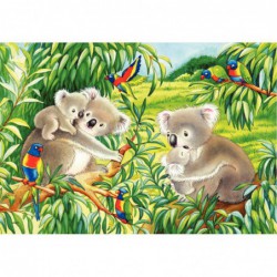 Lot de 2 puzzles en carton 2 x 24 pièces "Koalas et pandas"
