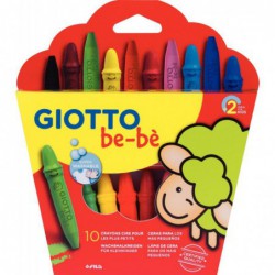 Étui de 10 craies à la cire assortis GIOTTO be-bè + 1 taille-crayons