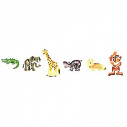 Paquet de 6 pochoirs en plastique thème les animaux sauvages