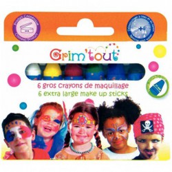 Boîte de 6 gros crayons de maquillage GRIM'TOUT coloris vifs assortis