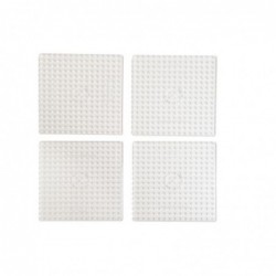 Sachet de 4 plaques carrées préformées transparentes pour perles Hama taille maxi 15,8 x 15,8 cm