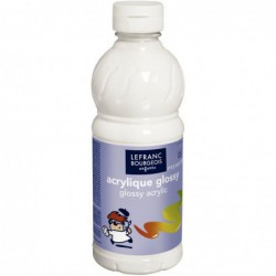 Flacon de 500 ml de peinture acrylique glossy LEFRANC BOURGEOIS enfants blanc
