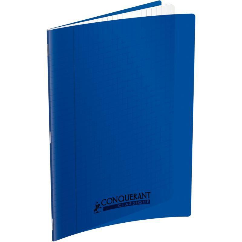 Cahier 140 pages seyès 90 g, couverture polypropylène bleu, format 21 x 29,7 cm CONQUERANT
