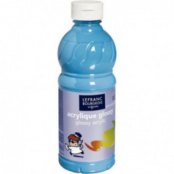Flacon de 500 ml de peinture acrylique glossy LEFRANC BOURGEOIS enfants turquoise