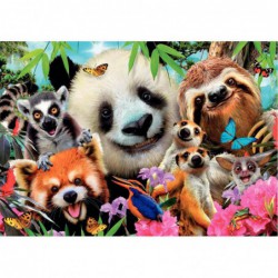 Puzzle en carton 300 pièces "Selfie animaux de la jungle"