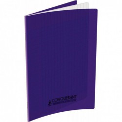 Cahier 32 pages seyès 90 g, couverture polypropylène violet, format 17 x 22 cm  CONQUERANT