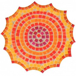 Seau de 1 kg de mosaïques 2 x 2 cm en pâte de verre panaché de rouge, orange et jaune