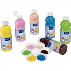 Carton de 6 flacons de 500 ml de peinture acrylique glossy LEFRANC BOURGEOIS enfants couleurs vitaminées assorties