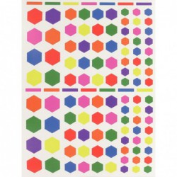 Pochette de 624 gommettes hexagone adhésives coloris assortis