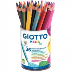 Pot de 36 crayons de couleur triangulaires GIOTTTO MEGA TRI