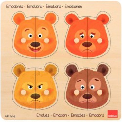 Encastrement à boutons en bois 8 pièces "Émotions des oursons"