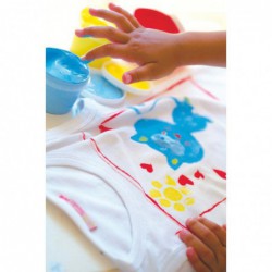 Lot de 6 pots de 100 ml de peinture aux doigts pour textile PEBEO TACTIL'COLOR couleurs assorties