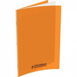 Cahier 48 pages seyès 90 g, couverture polypropylène orange, format 24 x 32 cm CONQUERANT