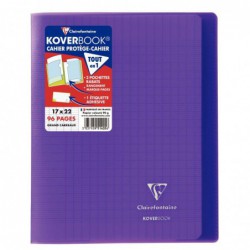 Cahier KOVERBOOK piqûre 96 pages seyès 90 g, couverture pp avec protège-cahier rabat violet, 17 x 22 cm  CLAIREFONTAINE