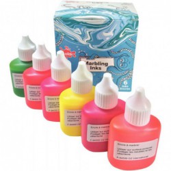 Kit de marbling de 6 flacons de 25 ml couleurs fluorescentes assorties