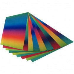 Pochette de 10 feuilles de papier arc-en-ciel 22,5 x 32 cm
