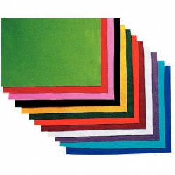 Paquet de 12 coupons de feutrine non adhésive 45 x 47 cm coloris assortis