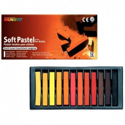 Boîte de 12 pastels secs carrés couleurs sanguines MUNGYO