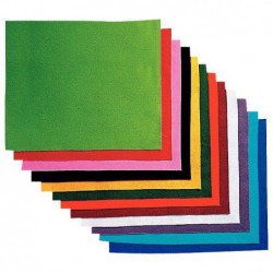 Paquet de 12 coupons de feutrine non adhésive 20 x 30 cm coloris assortis