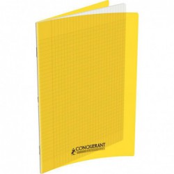 Cahier 48 pages seyès 90 g, couverture polypropylène jaune, format 24 x 32 cm CONQUERANT