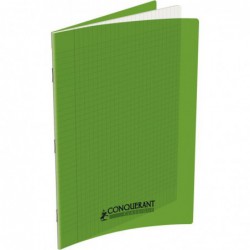 Cahier 48 pages seyès 90 g, couverture polypropylène vert, format 21 x 29,7 cm CONQUERANT