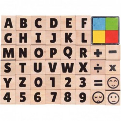 Set de 44 tampons alphabet et chiffres + encreur