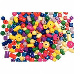 Sachet de 500 g de perles en bois mixtes couleurs vives assorties