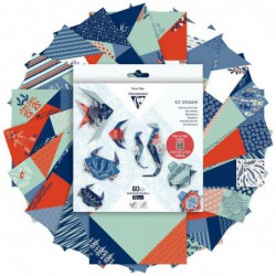 Pochette de 60 feuilles Origami 3 formats animaux marins