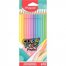Étui de 12 crayons de couleur triangulaires MAPED COLOR'PEPS pastel