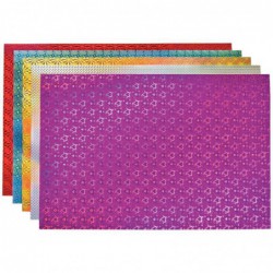 Pochette de 10 feuilles carton holographique 35 x 50 cm motifs et couleurs assortis