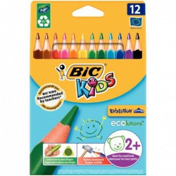 Étui de 12 crayons de couleur triangulaires BIC Kids Évolution triangle