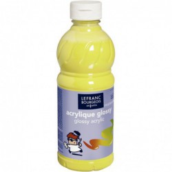 Flacon de 500 ml de peinture acrylique glossy LEFRANC BOURGEOIS enfants jaune primaire