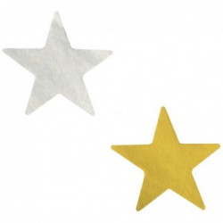 Pochette de 128 maxi gommettes adhésives étoiles métalisées or et argent