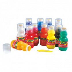Assortiment de 12 applicateurs de 70 ml de gouache liquide SPOTY 12 couleurs assorties